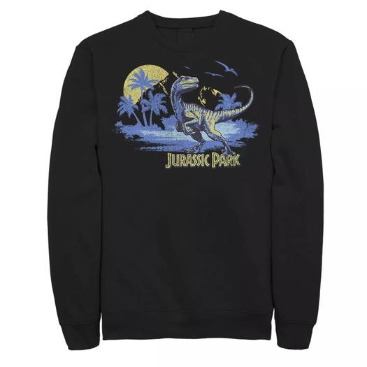 Мужской свитшот с потертым портретом «Парк Юрского периода Raptor» Jurassic Park, черный