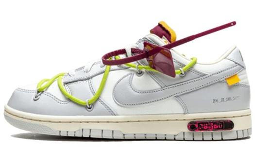 Кроссовки Nike Dunk Low Off-White Lot 8, белый/бордовый
