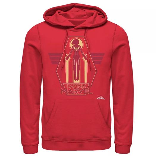 Мужской пуловер с капюшоном Marvel Captain Marvel красный желтый Flight Powers