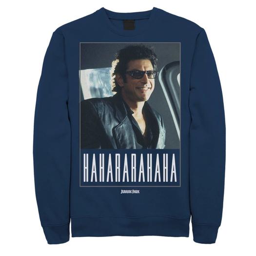 Мужской свитшот «Парк Юрского периода» Ian Malcolm Hahararahaha, Blue Licensed Character, синий