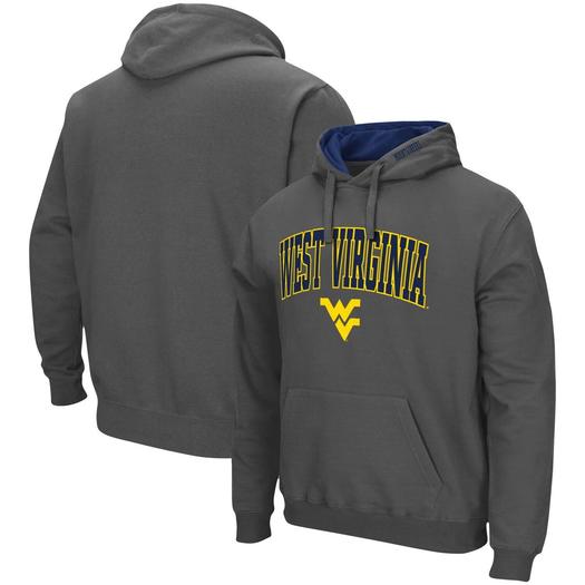 Мужской темно-серый пуловер с капюшоном Colosseum West Virginia Mountaineers Arch & Logo 3.0