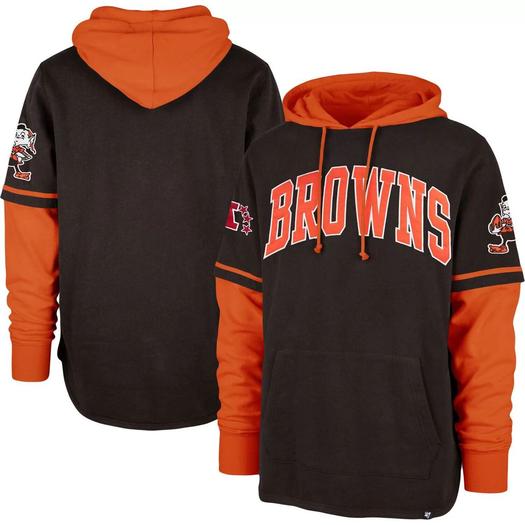 Мужской коричневый пуловер с капюшоном '47 Cleveland Browns Shortstop