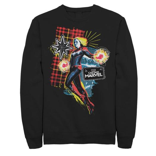 Мужской свитшот с портретом в клетку Marvel Captain Marvel