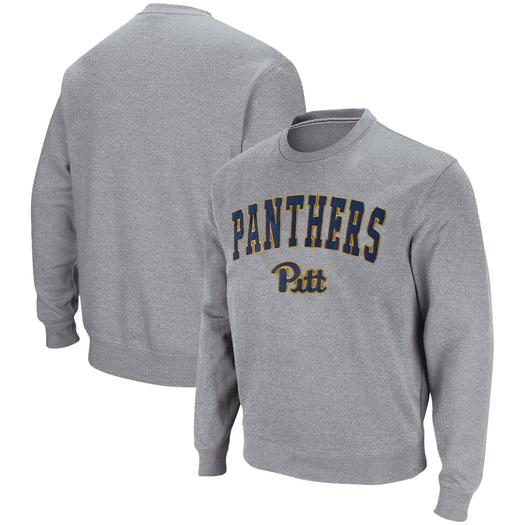 Мужской серый свитшот Pitt Panthers с рисунком и логотипом Colosseum