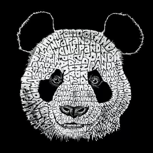 Панда — мужской свитшот с круглым вырезом с принтом Word Art LA Pop Art