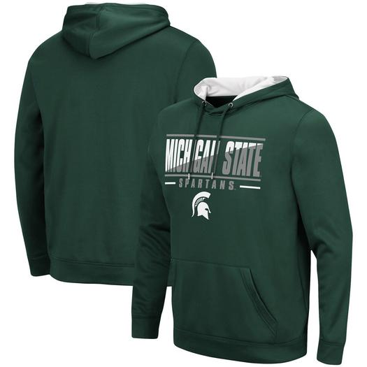 Мужской зеленый пуловер с капюшоном Michigan State Spartans Slash Stack 2.0 Colosseum