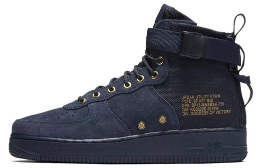 Кроссовки Nike Sf Air Force 1 Mid Obsidian Metallic Gold