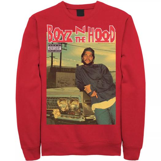 Мужской свитшот с постером и обложкой альбома Boyz In The Hood, Red Licensed Character, красный