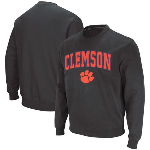 Мужской темно-серый свитшот с круглым вырезом Clemson Tigers Arch & Logo Colosseum