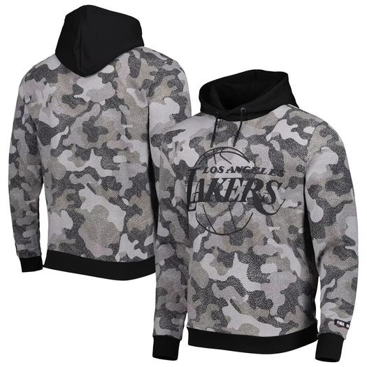 Мужской черный пуловер с капюшоном и камуфляжным принтом Hugo Boss x NBA Los Angeles Lakers