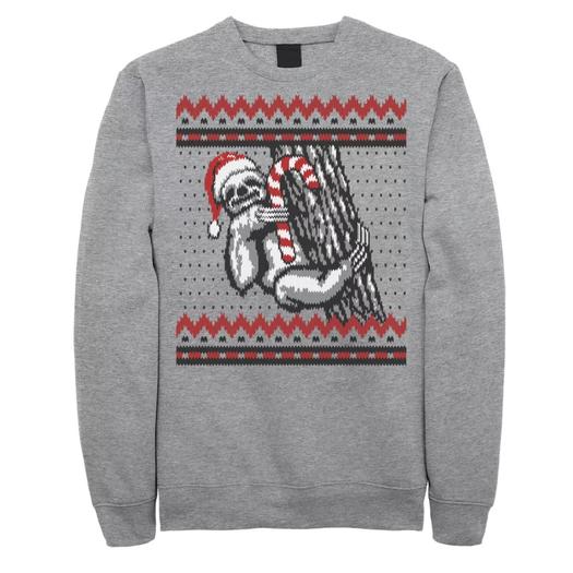 Мужской флисовый свитшот с круглым вырезом Sloth Candy Cane Ugly Christmas Licensed Character