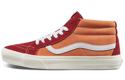 Кроссовки Vans Sk8-mid Retro Mid-Top Casual Skate Shoes Unisex Red Orange Splicing 'Orange Red'