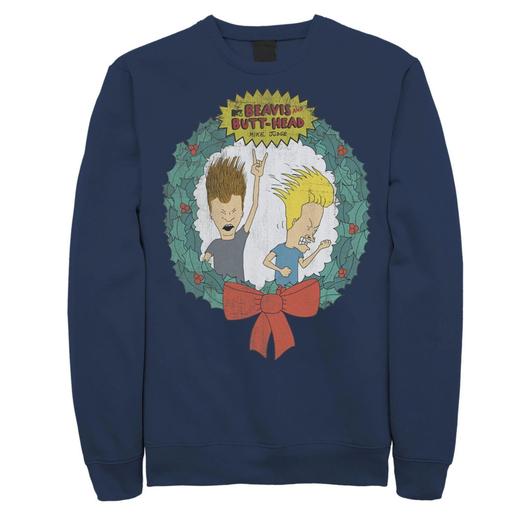 Мужской рождественский свитшот Cartoon Network Beavis and Butthead Santa Reindeer Licensed Character
