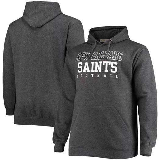 Мужской фирменный темно-серый пуловер с капюшоном New Orleans Saints Big & Tall Practice Fanatics