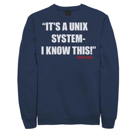 Мужской свитшот с надписью «Парк Юрского периода Это цитата системы Unix» Licensed Character, синий