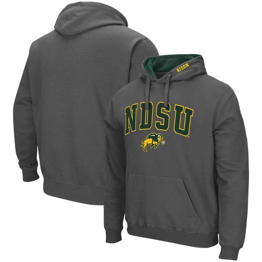 Мужской темно-серый пуловер с капюшоном NDSU Bison Arch и Logo Colosseum