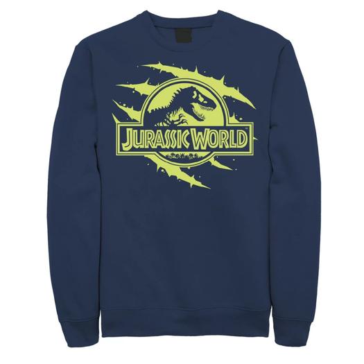 Мужской флисовый пуловер с графическим логотипом Jurassic World Neon Slash T-Rex Fossil Logo Licensed Character, синий
