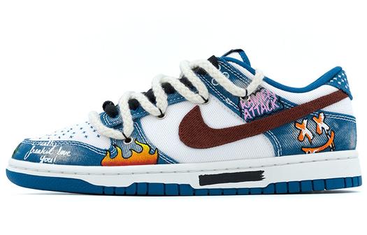 Кроссовки Nike Dunk Skateboard Shoes Men Low-Top, белый/синий