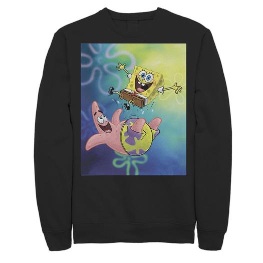 Мужской флисовый пуловер с рисунком Губка Боб Патрика Стар Best Buddies Nickelodeon, черный