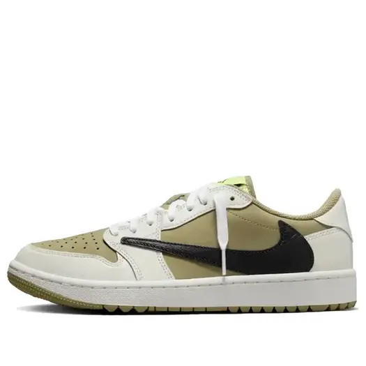 Кроссовки Air Jordan 1 Low Golf x Travis Scott 1 'Olive', зеленый