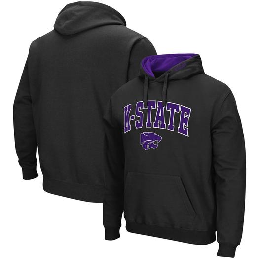 Мужской черный пуловер с капюшоном Kansas State Wildcats Arch & Logo 3.0 Colosseum