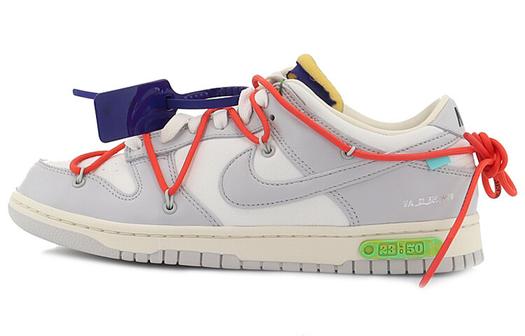 Кроссовки Nike Dunk Low Off-White Lot 23, белый/темно-синий