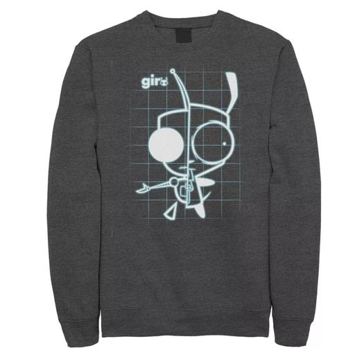 Мужской флисовый пуловер с графическим рисунком Invader Zim X-Ray Schematic GIR Nickelodeon