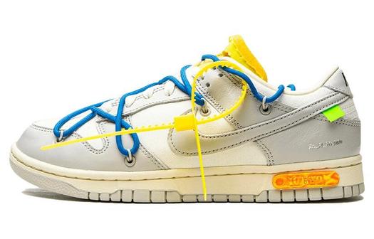 Кроссовки Nike Dunk Low Off-White Lot 10, белый/желтый