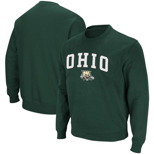 Мужской зеленый свитшот из твила Ohio Bobcats Arch & Logo Tackle Colosseum