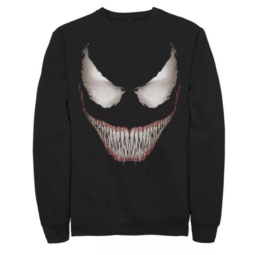 Мужской флисовый пуловер с рисунком Marvel Venom с большой усмешкой на Хэллоуин