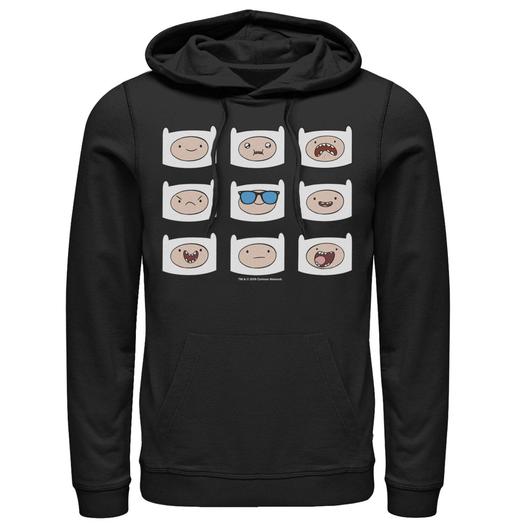 Мужской пуловер с орнаментом Finn's Multiple Faces Grid, толстовка с водопадом «Время приключений Черный», Licensed Character, черный