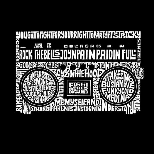 Величайшие рэп-хиты 1980-х годов — мужской свитшот с круглым вырезом Word Art LA Pop Art