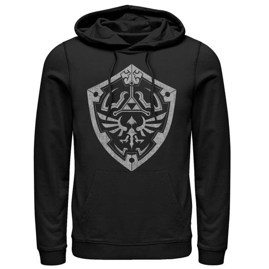 Мужской пуловер с капюшоном и логотипом Nintendo Zelda Link's Hylian Shield Licensed Character, черный