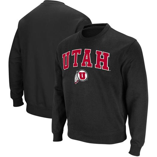 Мужской черный свитшот из твила Utah Utes Arch & Logo Tackle Colosseum