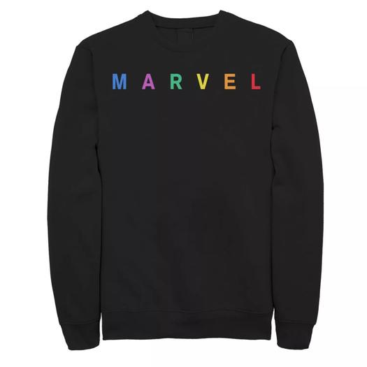 Мужской свитшот с простым радужным логотипом Marvel, Black Licensed Character, черный