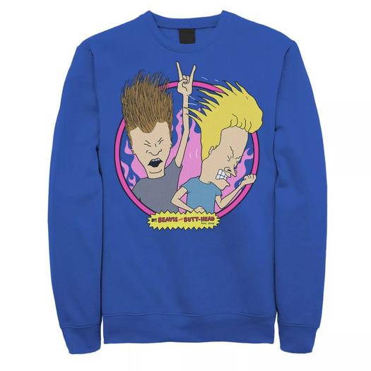 Мужской свитшот с портретом Beavis & Butthead Rock N Roll Circle Licensed Character
