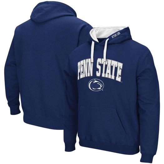 Мужской темно-синий пуловер с капюшоном Penn State Nittany Lions Big & Tall Arch & Logo 2.0 Colosseum