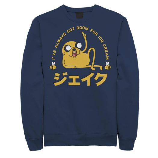 Мужской свитшот с кандзи Cartoon Network Adventure Time Джейк «Комната для мороженого» Licensed Character, синий