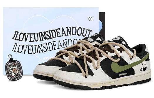 Кроссовки Nike Dunk Skateboard Shoes Men Low-Top, белый/черный/зеленый