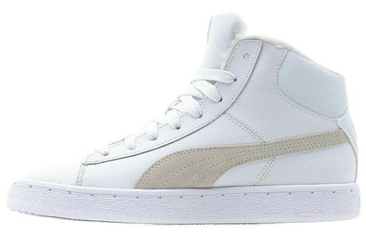 Кроссовки PUMA Mid Leather Fur Lined Cozy Stay Warm Mid-Top Casual Skate Shoes Unisex White Fleece Lined