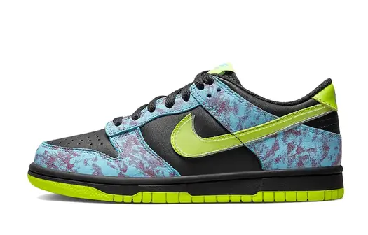 Кроссовки Nike Dunk Low SE, черный/голубой/зеленый