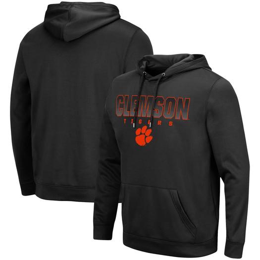Мужской черный пуловер с капюшоном Clemson Tigers Blackout 3.0 Colosseum