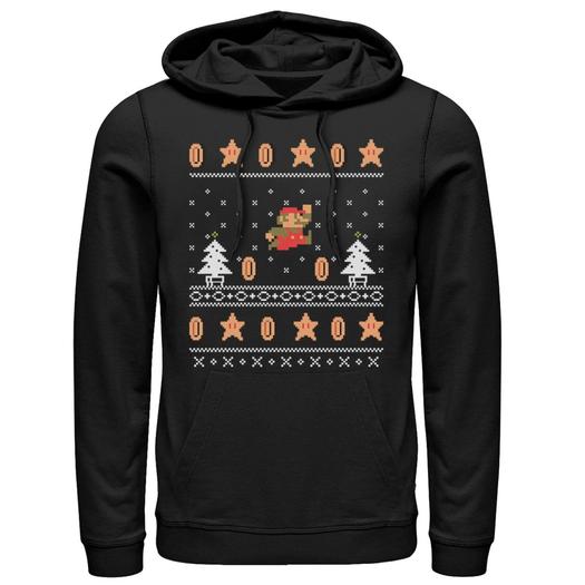 Мужской пуловер с капюшоном Nintendo Super Mario Christmas Coins Pixels Licensed Character