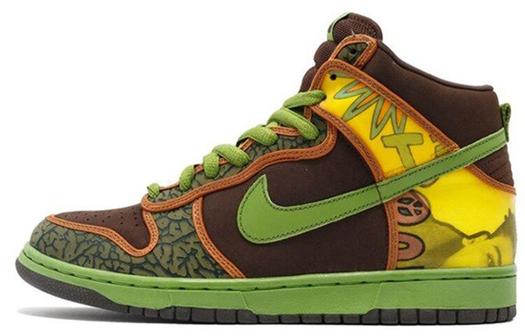 Кроссовки Nike Sb Dunk High De La Soul 2005, коричневый/зеленый