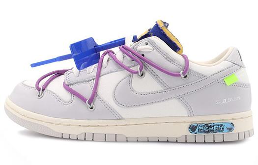 Кроссовки Nike Dunk Low Off-White Lot 48, белый/синий