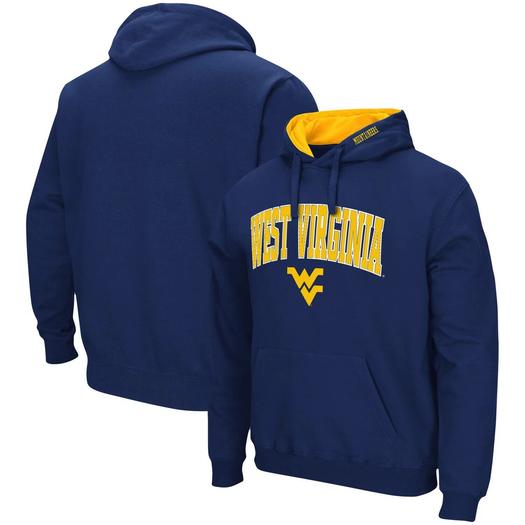 Мужской темно-синий пуловер с капюшоном West Virginia Mountaineers Arch & Logo 3.0 Colosseum