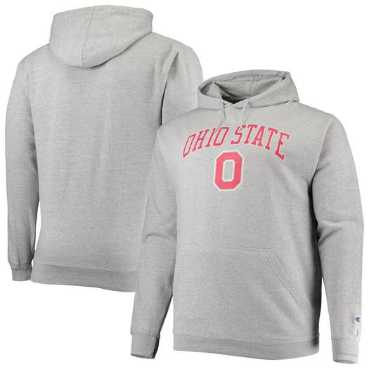 Мужской пуловер с капюшоном Powerblend Powerblend с большой аркой и логотипом Heather Grey Ohio State Buckeyes Big & Tall Champion