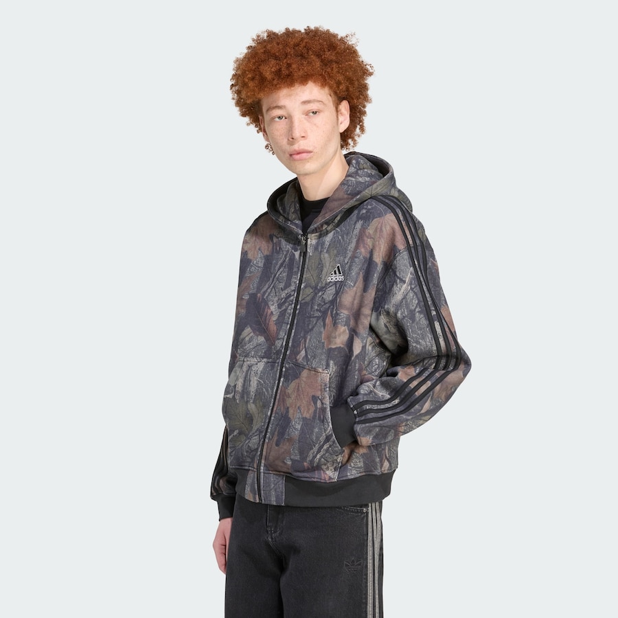 Толстовка с капюшоном на молнии ADIDAS ORIGINALS Camo Hooded, черный — фото 2
