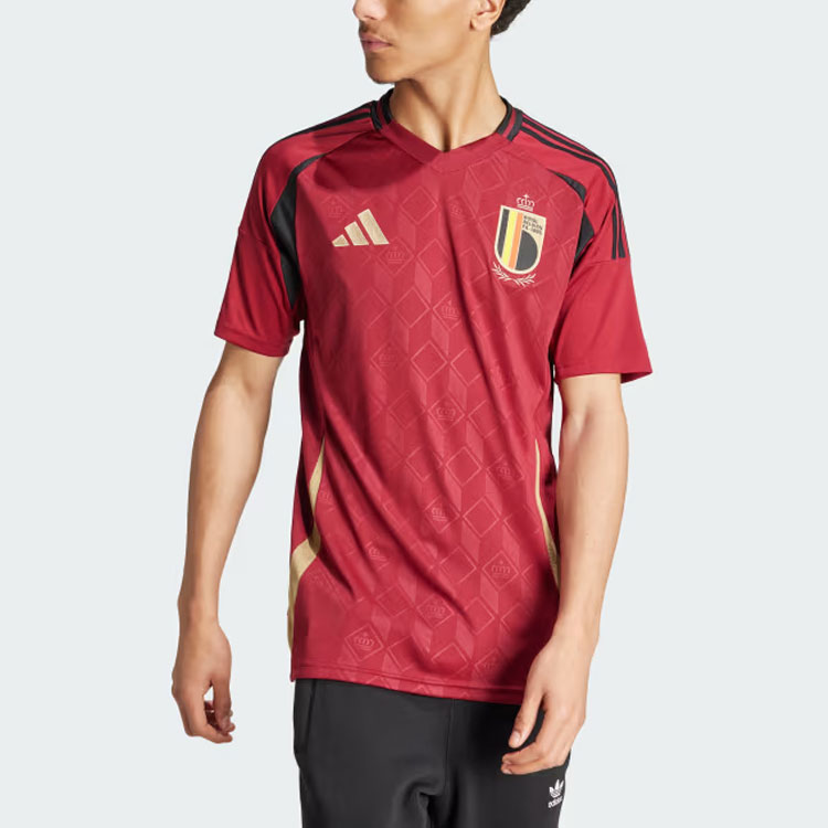 Бельгия 24 домашняя футболка Adidas, Бордово-красная — фото 4