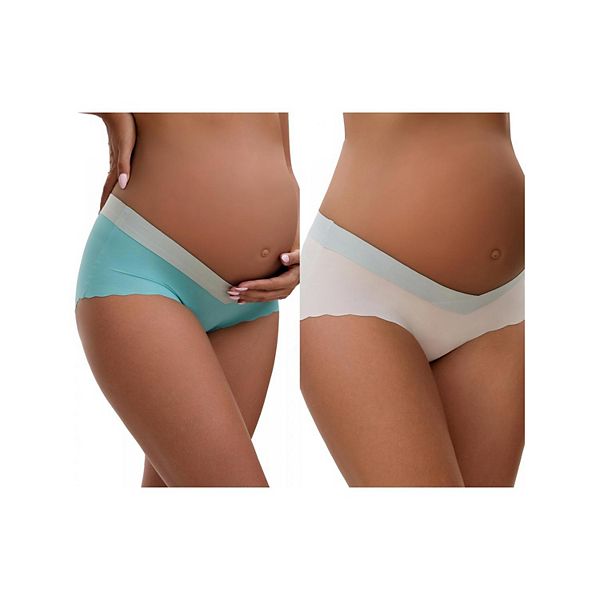 

2 упаковки женских низких трусиков ice silk seamless для беременных Inspire Chic, Blue Beige